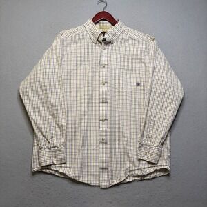 Ariat Shirt Mens XL White Purple Plaid Pro Series Long Sleeve Button Down